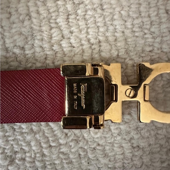 Salvatore Ferragamo Black and Red Belt with Gold Buckle main image 7